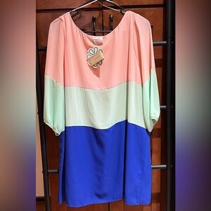 Colorblock Dress with Peach, Mint, and Blue